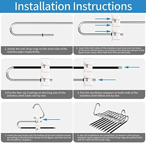 9 Layers Pants Hangers Space Saving Non-Slip Closet Organizer 2 Pack | Metal Space Saving Hangers Multi-Layer Multifunctional Rack Closet Organizers and Storage for Skirts Jeans Trousers(White) - Image 6