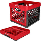 CleverMade Collapsible Milk Crate, Red, 1PK - 25L (6 Gal) Stackable Storage Bins, Holds 50lbs Per Bin - Clevercrates are Heavy Duty, Plastic Collapsible Storage Crate for Multi Purposes by CleverMade