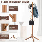 Wooden Coat Rack Free Standing with 8 Hooks 3 Adjustable Coat Tree,2 PCS - Image 3