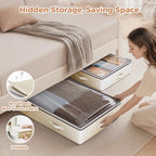 Budding Joy 6 Pack 95L Under Bed Storage Containers Beige | Underbed Storage Bags for Blankets, Towels, Comforter, Sweaters, Linen Sheets, Wrapping Paper - Image 6
