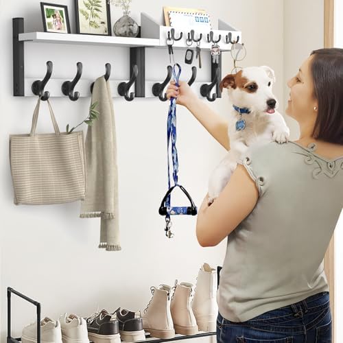 Evermagin 29" Coat Rack Wall Mount with Shelf for Entryway, White - Image 5