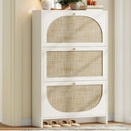 Nicetree Shoe Cabinet Storage for Entryway Slim 9.5" Freestanding Floor Base Shoe Storage Cabinet, 3 Flip Drawers with 3-Position Adjustable Divider, Holds 16-36Pairs, Bright White by Nicetree