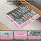 Onlyeasy Large Under Bed Shoe Organizer Container Box, Set of 2, Fit 16 to 32 Pairs of shoes, Underbed Shoes Closet Storage Solution, L37.7x W23.6x H5.9 inch, Cotton-like Pink, MXPUBS16P2 - Image 4