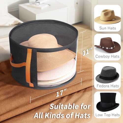 kushon Oversized Clear Hat Storage Box for Women, Cowboy Hat Organizer for Closet, Wide Brims Hat Case with Carrying Handles, Hat Bag (Black) - Image 4