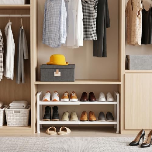 Expandable Shoe Rack for Closet, Entryway, Shoe Storage, 2-Tier, White - Image 2