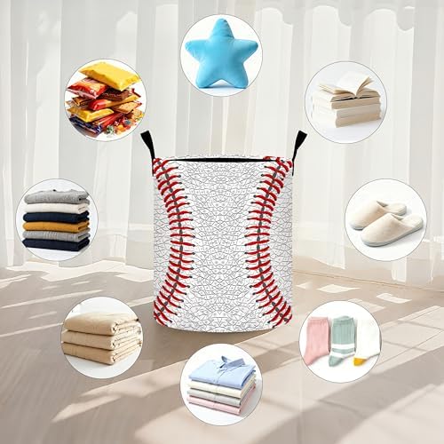 Baseball Laundry Basket Storage Bin Foldable Laundry Hamper Clothes Storage Bucket Organizer 19.6x15.7 Inch For Laundry Room/Bedroom/Bathroom - Image 5