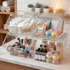 Yerliker 4 Pcs Clear Stackable Storage Bins with Lids, Large+extra Large - Image 6