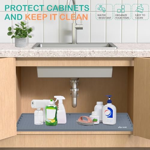 Silicone Under Sink Mat, 31"x22", Waterproof Cabinet Liner, Grey - Image 4