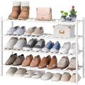 viewcare White 4-Tier Long Shoe Rack, Bamboo Wood, 33-Inch by VIEWCARE
