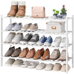 viewcare White 4-Tier Long Shoe Rack, Bamboo Wood, 33-Inch by VIEWCARE