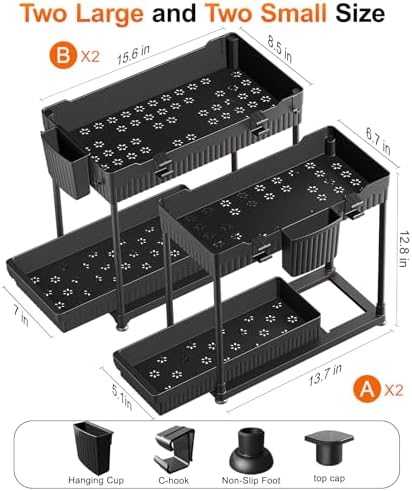 Sevenblue 4-Pack 2-Tier Under Sink Organizer with Pull Out Drawers - Image 6