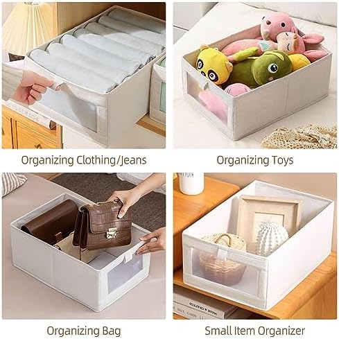 Linen Closet Organizers And Storage, 8 Pack Closet Storage Bins Linen Closet Baskets for Closet Organization Foldable Closet Organizer Bins with Clear Window For Organizing Clothing, Jeans, Shelves - Image 6