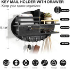 KITHELP Key Holder Wall Mount, Key and Mail Organizer for Wall with Storage Drawer and 5 Key Hooks, Key Hanger on wall, Key Rack for Entryway Organizer Hallway Bedroom Farmhouse Home Decor - Image 2
