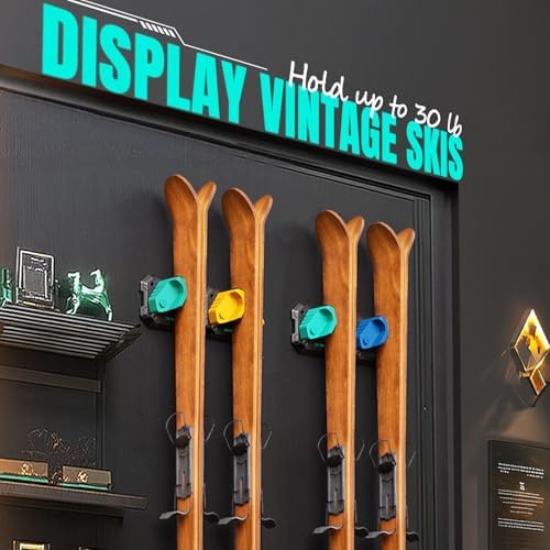 Ski & Snowboard Wall Rack for Garage Wall Fits Any Ski/board, Ski Wall Mount Holders Damage-Free Storage Rack, Garage Organization Space-Saving Winter Gear Organizer, Green, 6 Pack - Image 4