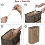 efluky Slim Laundry Basket, Narrow Laundry Hamper with Handles, Collapsible Dirty Clothes Hamper, Tall Laundry Bin for Laundry Room, Dorm and Bedroom, 12.7 Gallons(48L) Flax Brown - Image 6