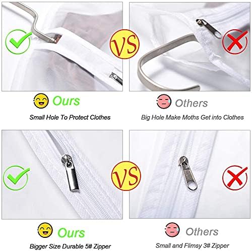 Garment Bags Covers 24''X60'' Dress Bags for Hanging Clothes (Pack of 6) with Study Full Zipper Coat Covers for Closet Clothes Storage Travel - Image 4
