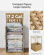 SONGMICS Laundry Hamper with Lid, 17.2 Gallon (65 L) Synthetic Rattan Clothes Laundry Basket with Lid and Handles, Foldable, Removable Liner, Goose Yellow ULCB165N01 - Image 5