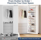 Whitmor 36 Pair Over the Door Shoe Rack,12 Tier Hanging Shoe Organizer with Metal Frame & Mesh Shelves, Heavy Duty Shoe Storage Holder for Door, No Drill Installation, 74" H x 21.7" W x 7.5" D, Grey - Image 6