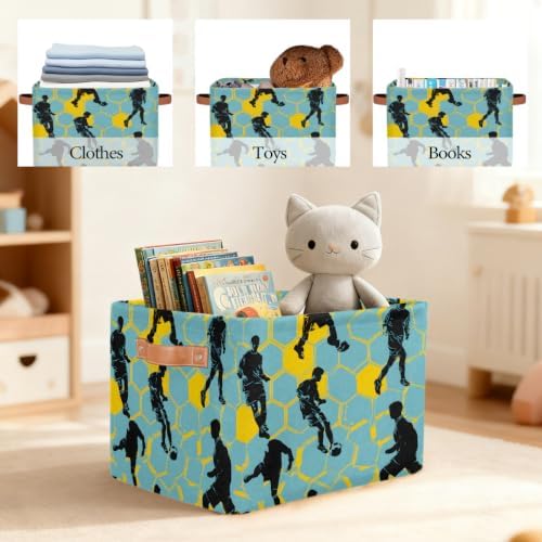 Soccer Storage Basket Toy Storage Bins Collapsible Cube Organizer - Image 7