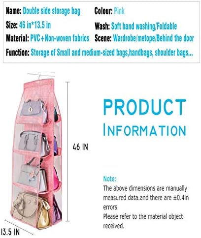 AARAINBOW 2 Packs Hanging Handbag Purse Organizer for Closet, Womens Purse Storage Organizers, Hand Bag Organizer Holder 8 Pockets Space Saving, 46 L x 13.8W (C-Gray Pink) - Image 2