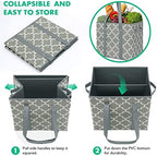 WISELIFE 3-Pack Reusable Grocery Bags Foldable Washable Storage Bins Basket Water Resistant Shopping Utility Tote Bag Grey - Image 5