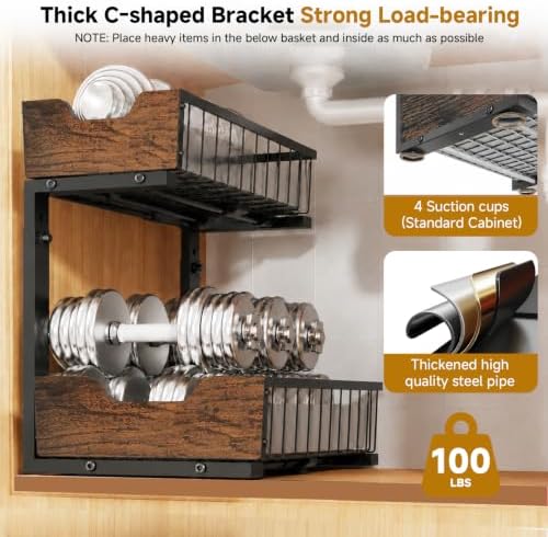 Pull Out Cabinet Organizer 2 Tier Metal Under Sink Organier - Image 6