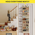 Mefirt 20-25 Pairs Over the Door Shoe Organizer, Clear Pockets Shoe Rack for Closet Door, 10-Tier Hanging Shoe Rack for Boots, Behind the Door Shoe Holder Fit All the Family's Sneakers, Heels, Beige - Image 6