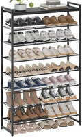 8 Tier Shoe Rack Organizer for 32-40 Pairs, Tall Metal Shoe Storage Shelf with Wood Top, Adjustable Boot Space, Narrow Design for Entryway Closet, Black by Unknown