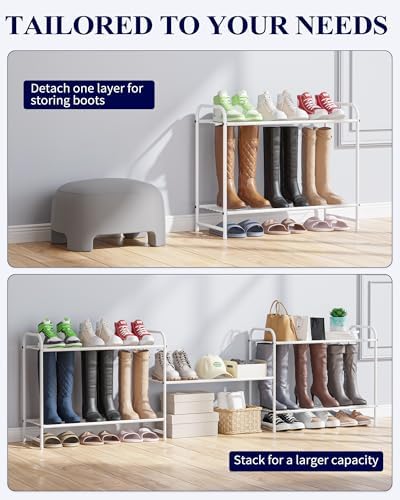 Kitsure Stainless Steel Shoe Rack Organizer, 25.6" Wide - 3 Tier, White | Sturdy Shoe Rack for Closet and Entryway, Free Standing Shoe Shelf, Closet Organizers and Storage - Image 4