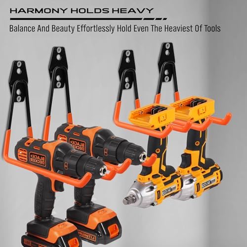 15-Piece Garage Wall Hooks with 3 Extension Straps, Orange Heavy Duty Tool Storage Rack for Ladder, Bike, Shovel, Garden Tools, Metal Wall Mount Organizer Set - Image 4