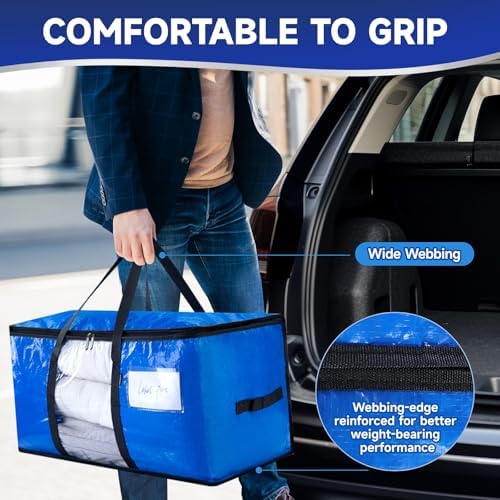 CONGREGATE 8-Pack Heavy Duty Moving Bags, Blue, 28.7"x13.7"x15" - Image 3