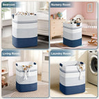 Laundry Hamper, 75L Tall Laundry Basket with Leather Handles, Rectangle Large Clothes Hamper for Organizing, Cotton Woven Laundry Baskets Storage Hampers for Bedroom, Nursery, Living Room - Image 6