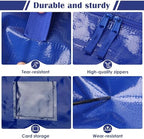 12 Pack Moving Bags with Full-Open Side Zipper, Extra Large 93L Heavy Duty Waterproof Foldable Storage Totes for College Dorm, Moving & Home Organization Blue - Image 5