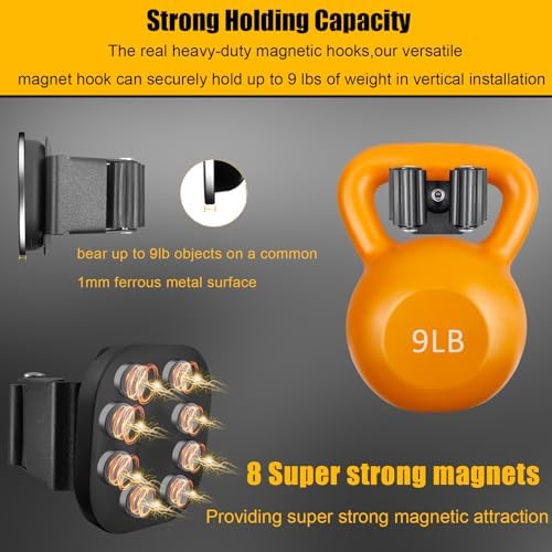 Upgraded Magnetic Broom and Mop Holder Wall Mount, Space-Saving Heavy Duty No Drill Over the Door Broom Gripper RV Camper Wall Organizer,Black,2 Pcs - Image 6