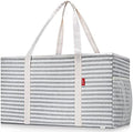 LHZK 2 Pack Extra Large Utility Tote Bag with Metal Wire Frame and the Sides Rinforced, Extra Large Tote Bag with Handle for Pool Beach Laundry Storage (Gray) by LHZK