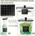 5+2 Pack Laundry Pods Containers & Dryer Sheet Holder & Laundry Detergent Dispenser, Laundry Room Organization and Storage Jars with Lids, Labels and Scoops for Scent Booster, Powder, Pods - Image 2
