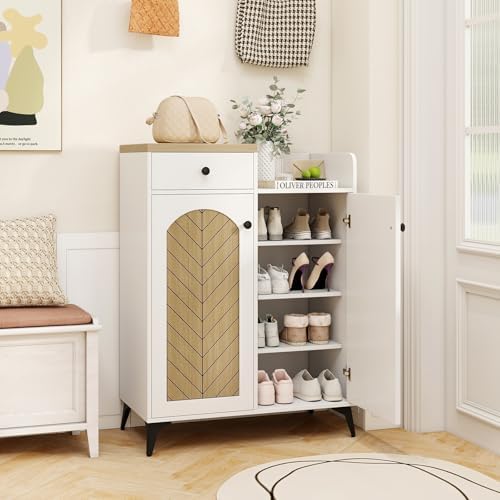 GIANTEX Shoe Storage Cabinet for Entryway, Shoe Cabinet with Doors, White by Giantex