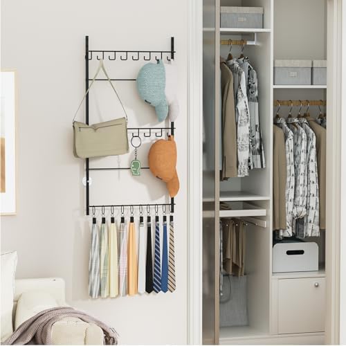 HapiRm Over Door Hat Rack - 3 Tier Wall Mounted Hat Organizer with 16 Hooks and 10 Movable Clips, Baseball Cap Organizer Storage Holds up to 26 Caps for Door, Bedroom, Closet USPTO Patented - Image 6