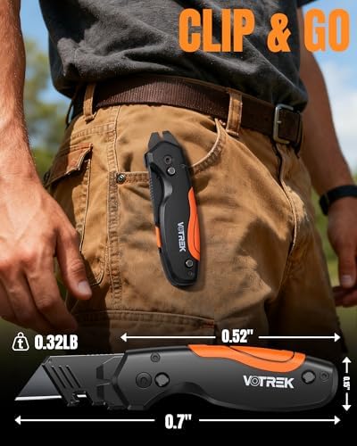 【4-in-1】 Multitool Folding Utility Knife Box Cutter, Navajas para Trabajo, Quick-Change Knife, 【Belt Clip】【Blade Storage】, Gifts for Fathers Dad Papa, Extra 10 SK5 Blades Included - Image 6