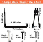 Heavy Duty Garage Storage Utility Double Hooks,Extended Wall Mount Tool Holder Organizer for Ladders,Bike,Chair (4 Pack Black 7.5" Large U Hook) - Image 3