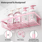 Liuoud 5 Pack Shower Caddy for Inside Shower, Pink Bathroom Decor Set - Image 4