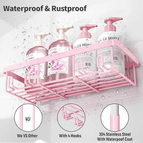 Liuoud 5 Pack Shower Caddy for Inside Shower, Pink Bathroom Decor Set - Image 4