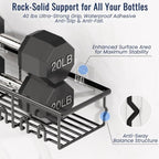 8 Pack Adhesive Large Capacity No-Drilling Shower Caddy, Black - Image 4