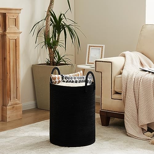 YOUDENOVA Cotton Laundry Hamper, 58L Tall Storage Basket-Black - Image 7
