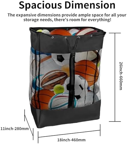 Slatwall Baskets,Hanging Slatwall Accessories with Take and Go Design,(26*18*11'')Large Mesh Slatwall Organizer with Easy Access Zipper Adjustable Shoulder Strap for Home Sport Garage Storage (2) - Image 3