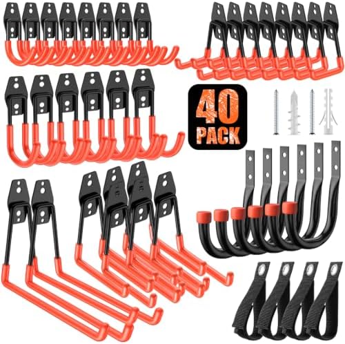 MKRUI 40-Pack Garage Hooks for Storage & Hanging Items, Save Space by MIKRUI