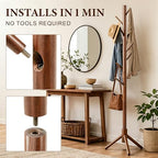 2 PC Wooden Coat Rack Freestanding with 8 Hooks & 3 Adjustable Sizes for Clothes, Space-Saving Design for Bedroom Office Entrance Holds Hats Coats Scarves Bags - Image 4