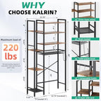 Kalrin 8-Tier Over The Toilet Storage with Side Rack, Over Toilet Storage Rack with Adjustable Shelf & Drain Basket, Freestanding Bathroom Organizer for Balcony, Laundry (Vintage Brown) - Image 2