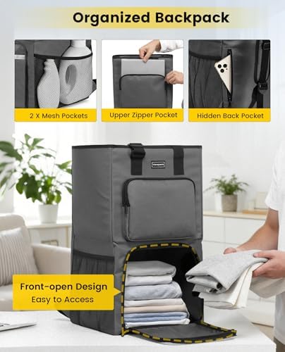 Vorspack Laundry Backpack for College Dorm, Heavy-Duty Hamper, Grey - Image 3