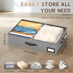OIAHOMY 2 Pack Under Bed Storage with Handles, Underbed Container for Bedroom & Closet, Fits Beds Higher than 6", Under the Bed Storage for Seasonal Clothes, Blankets & Shoes - Grey - Image 3